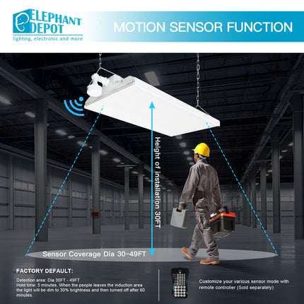 2FT 155W Integrated LED Linear High Bay with Motion Sensor,5000K,20925LM (4 Pack)