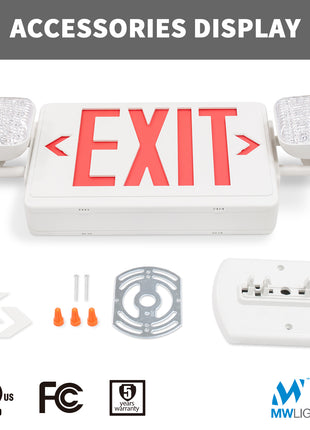 Led Exit sign Lights With Battery Backup,2 Led Adjustable Head Emergency Lights,UL Listed,4 Packs