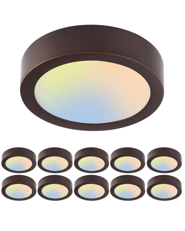 13 Inch 25W LED Flat Mount Ceiling Light,5CCT,1375Lumens,Dimmable,10Pack