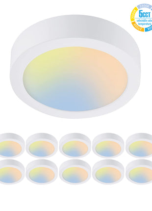 13 Inch 25W LED Flush Mount Ceiling Light,5CCT,1375Lumens,Dimmable,10Pack