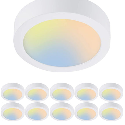 13 Inch 25W LED Flush Mount Ceiling Light,5CCT,1375Lumens,Dimmable,10Pack