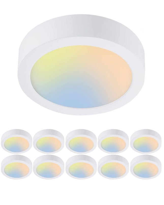 13 Inch 25W LED Flush Mount Ceiling Light,5CCT,1375Lumens,Dimmable,10Pack