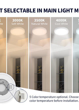 7 Inch 12W LED Ceiling Light With Night Light, 5CCT,700Lumens, Dimmable