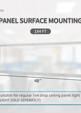 1x4Ft Surface Mount Kit for LED Flat Panel Light, thickness 80mm, compatible with back-lit and edge-lit panel light