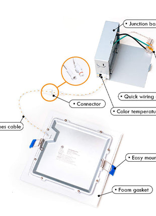 4 Inch 10W Slim Canless Flat Recessed Light,5CCT,650 Lumen