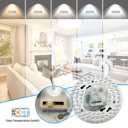 12 Inch 14W Double Ring LED Flush Mount Ceiling Light,5CCT,1100 Lumens,Dimmable
