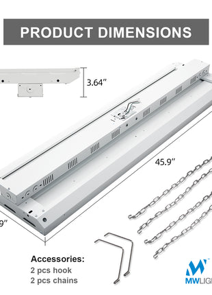 300W Integrated LED Linear High Bay,5000K,40500LM (4 Pack)