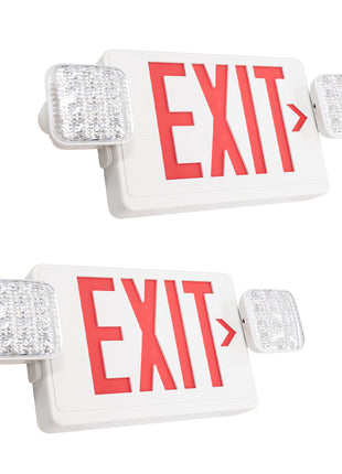 Led Exit Sign Emergency Lights with Battery Back up,2 Led Adjustable Heads ,2 Packs,Commercial Emergency Lights
