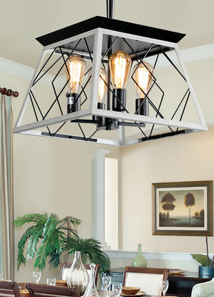 4-Light Farmhouse Chandeliers For Dining Room White(No Bulbs)