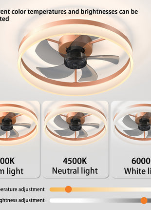 Ceiling Fans With 3CCT LED Lights,Dimmable, Embedded Installation