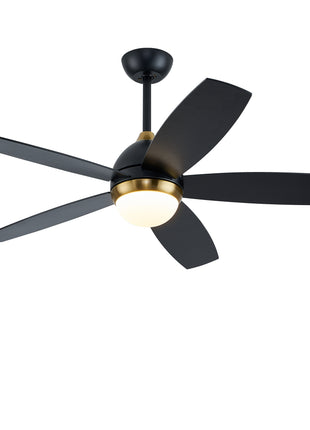 52 Inch Black Ceiling Fan With Dimmable LED Lights And Remote Control