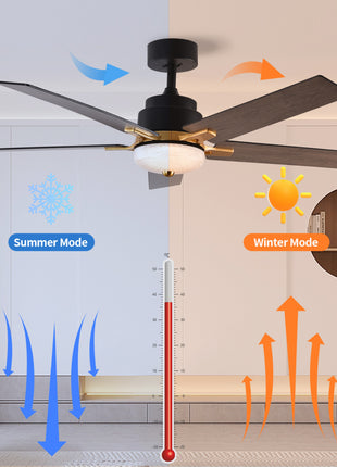 52 Inch Ceiling Fans with 3CCT LED Lights and Remote Control