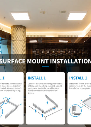 1x4Ft Surface Mount Kit for LED Flat Panel Light, thickness 80mm, compatible with back-lit and edge-lit panel light