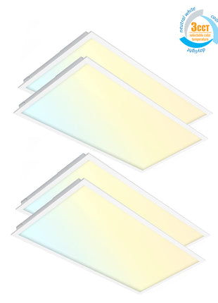 2x4FT LED Dimmable Flat Panel Light，3CCT with Watte Selectable,Up to 5500Lumens,4Pack