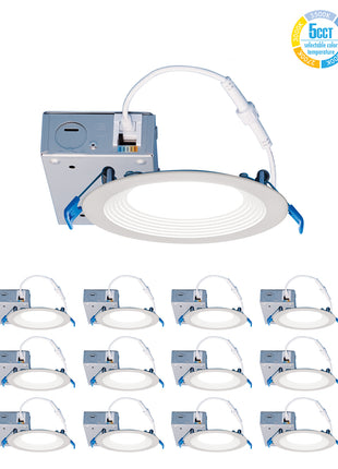3inch Recessed Lighting LED Baffle Fixture-5CCT,500Lumens,8W-Residential Square  Downlight-12Pack-Wholesale