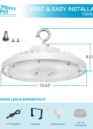LED UFO High Bay,3CCT & Wattage Selectable,Up to  21000LM,0-10V Dimmable