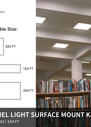 1x4Ft Surface Mount Kit for LED Flat Panel Light, thickness 80mm, compatible with back-lit and edge-lit panel light