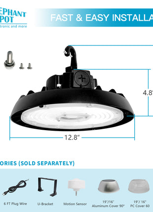 LED UFO High Bay,3 Wattage Selectable,4000K/5000K,Up to 32400LM,Dimmable