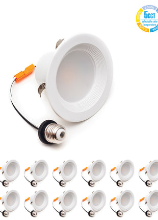 4 inch Recessed Lighting LED Fixture-5CCT,750Lumens,10W anti-dazzle Baffle Downlight-12Pack-Wholesale & Retail