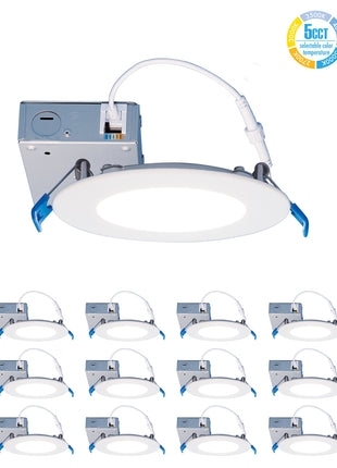 4inch Recessed Lighting Baffle LED Fixture-5CCT,650Lumens,10W-Residential Square  Downlight-12Pack-Wholesale