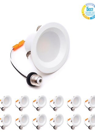 4 inch Recessed Lighting LED Fixture-5CCT,750Lumens,75W-12 Pack Residential Downlight-Wholesale