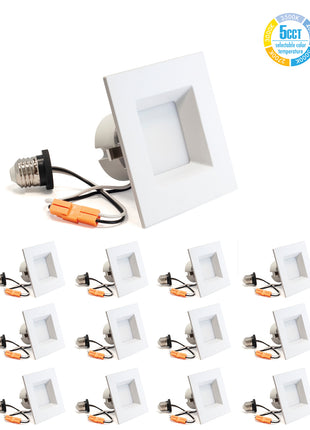 4 inch Recessed Lighting LED Fixture-5CCT,1100Lumens,14W-Residential Square  Downlight-12Pack-Wholesale