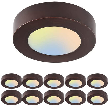 5.5 Inch 10.5W LED Flat Mount Ceiling Light,5CCT,580Lumens,Dimmable,10Pack
