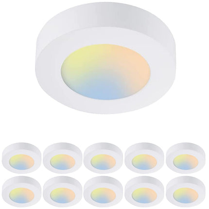 5.5 Inch 10.5W LED Flush Mount Ceiling Light,5CCT,580Lumens,Dimmable,10Pack