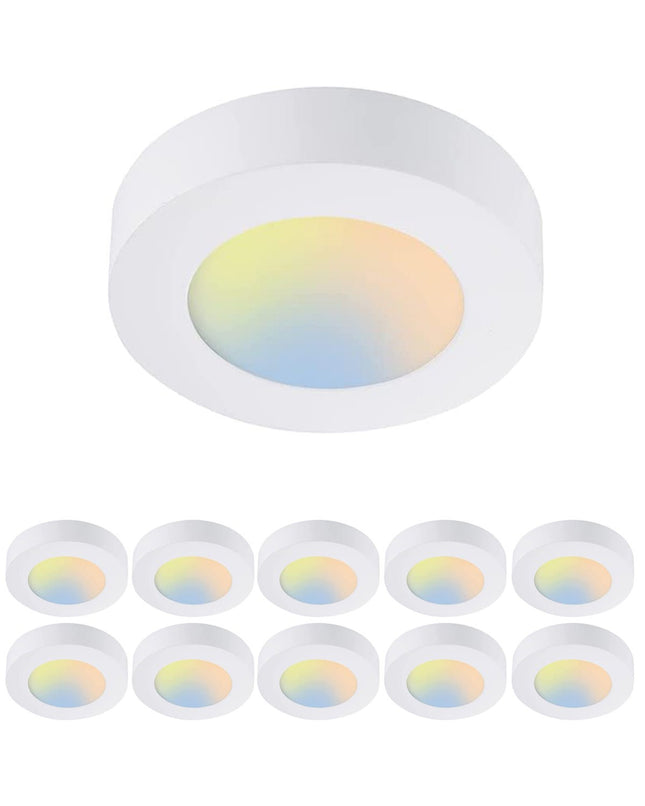 5.5 Inch 10.5W LED Flush Mount Ceiling Light,5CCT,580Lumens,Dimmable,10Pack