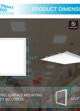 2x2FT LED Dimmable Flat Panel Light，3CCT with Watte Selectable,Up to 4400Lumens,2Pack