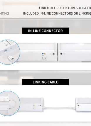 10 Inch 5CCT Linkable under Cabinet Light 4pack, Lens Adjustable up to 36˚, 350 Lumens, Dimmable, Energy Star,