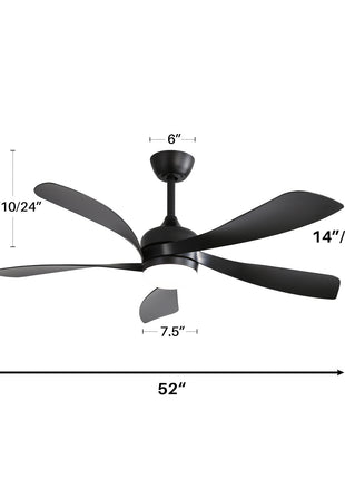 52 Inch 3CCT Ceiling Fan With LED Dimmable Light and Remote Control