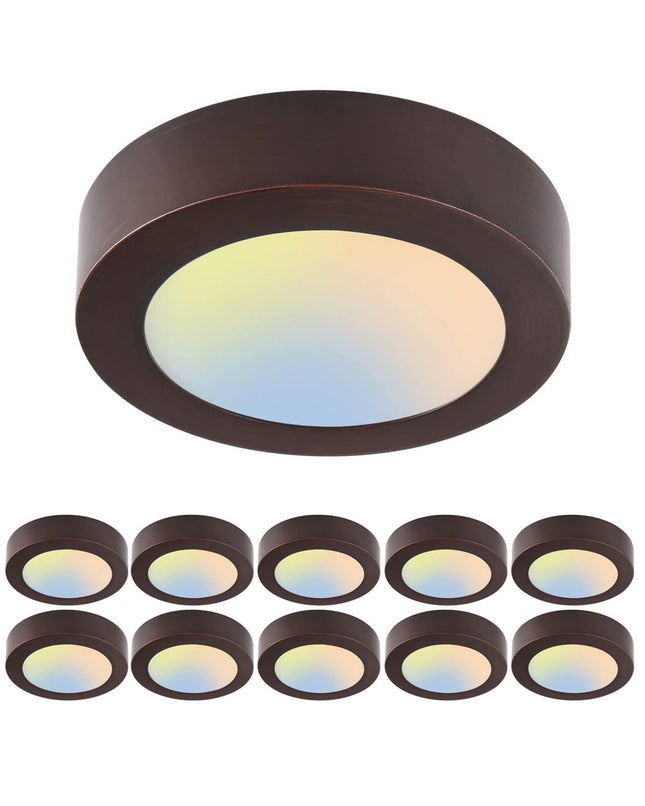 7 Inch 13.5W LED Flat Mount Ceiling Light,5CCT,750Lumens,Dimmable,10Pack