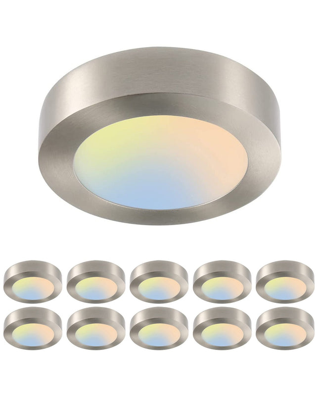 7 Inch 13.5W LED Ceiling Light Flush Mount,5CCT,750Lumens,Dimmable,10Pack