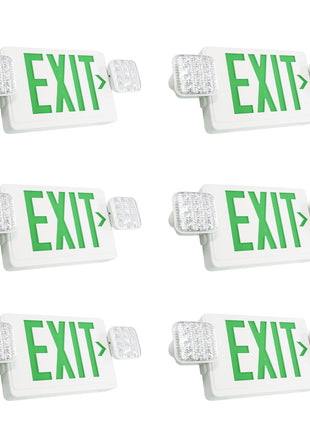 Led Exit Sign with Battery Backup,Red/Green Letter Emergency Lights(6 Packs) ,2 Adjustable Heads Lights