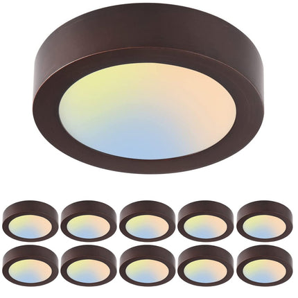 9 Inch 18.5W LED Flat Mount Ceiling Light,5CCT,1050Lumens,Dimmable,10Pack