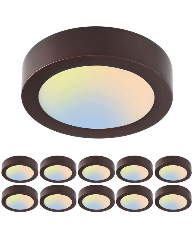 9 Inch 18.5W LED Flat Mount Ceiling Light,5CCT,1050Lumens,Dimmable,10Pack