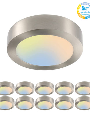 9 Inch 18.5W LED Ceiling Light Flush Mount,5CCT,1050Lumens,Dimmable,10Pack