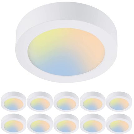 9 Inch 18.5W LED Flush Mount Ceiling Light,5CCT,1050Lumens,Dimmable,10Pack