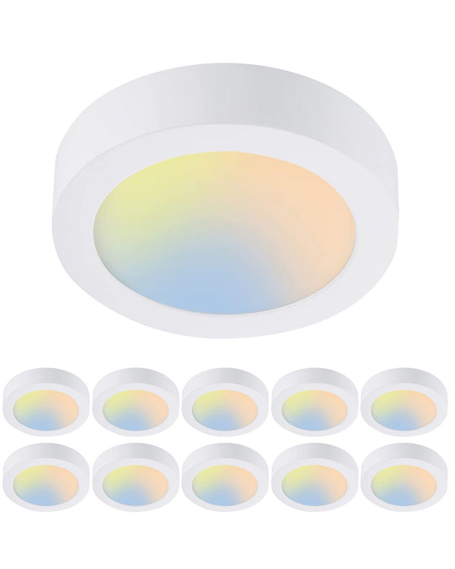 9 Inch 18.5W LED Flush Mount Ceiling Light,5CCT,1050Lumens,Dimmable,10Pack