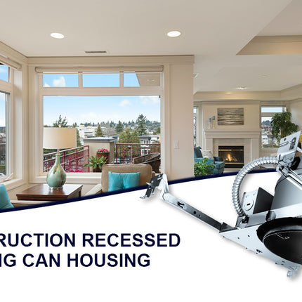 6 Inch IC-rated Airtight Shallow Recessed Housing Can for New Constructions, IC-rated, ceiling joists and drop ceiling installations