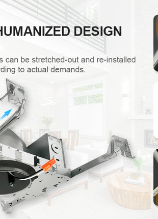 4 Inch IC-rated Airtight Shallow Recessed Housing Can for New Constructions, IC-rated, ceiling joists and drop ceiling installations
