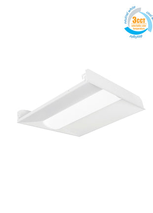 2X2Ft LED Troffer Light，3CCT & Wattage Adjustable，Up to 5000Lumens,0-10V Dimmable