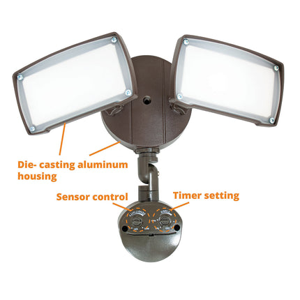 20W Square LED Security Light with Motion Sensor，Dusk-to-Dawn，5000K