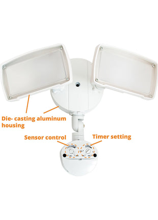 20W Square LED Security Light with Motion Sensor，Dusk-to-Dawn，5000K