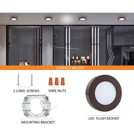 5.5 Inch 10.5W LED Flat Mount Ceiling Light,5CCT,580Lumens,Dimmable,10Pack