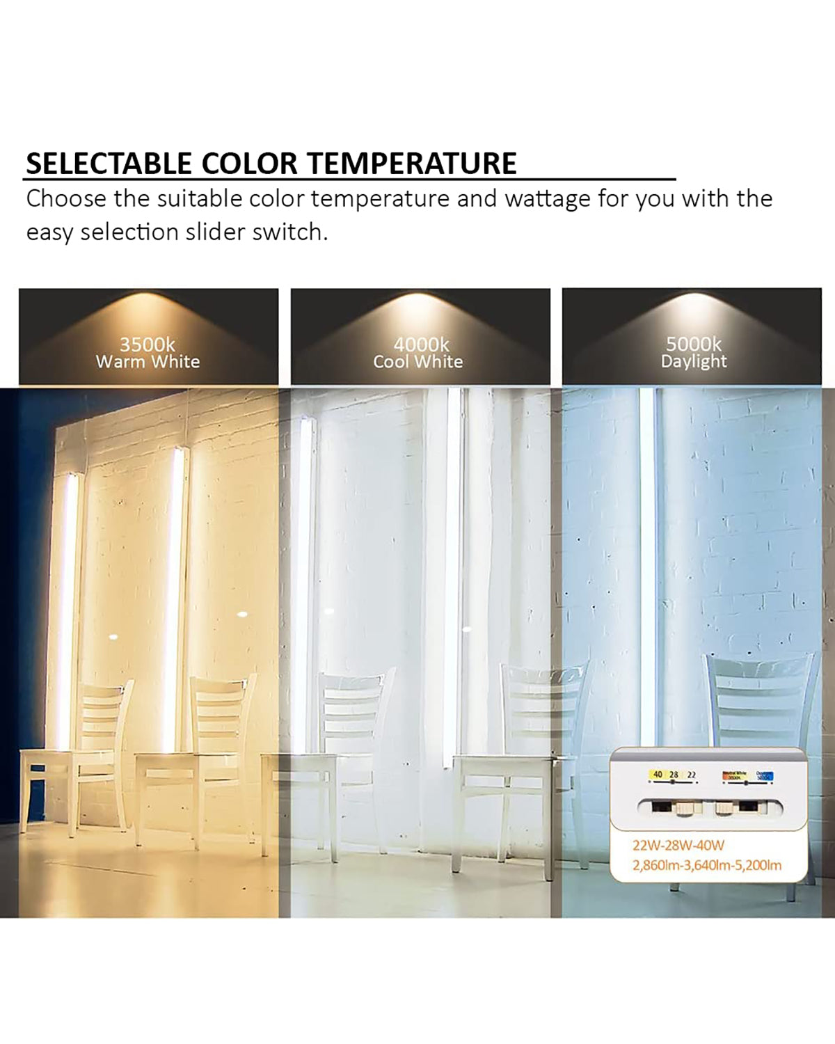 LED Linear Strip Light|8FT, Wattage & Color Selectable,Dimmable|4Pack ...