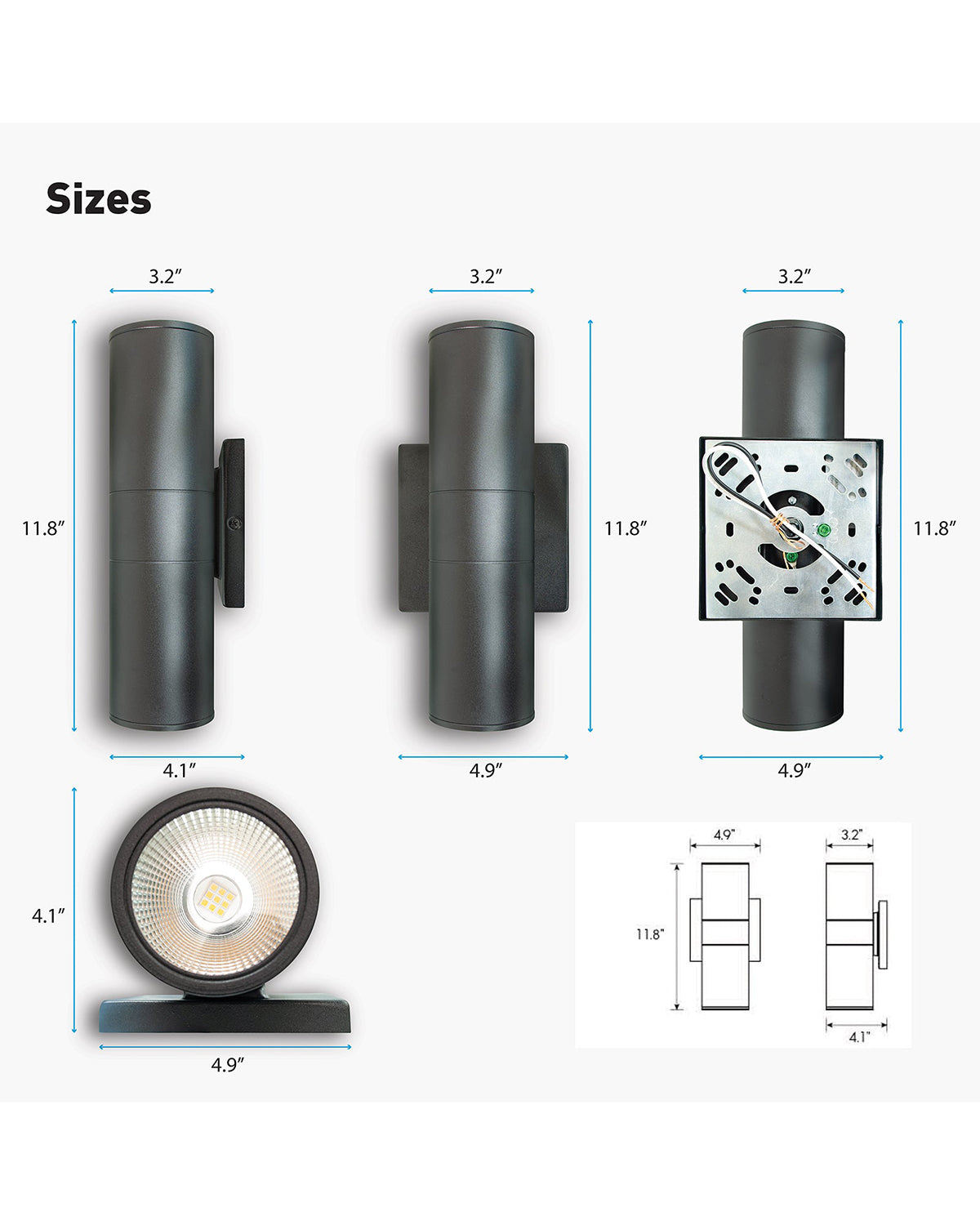 Up and Down Cylinder Outdoor Light|20W,1400Lm,3000K|Black – ElephantDepot