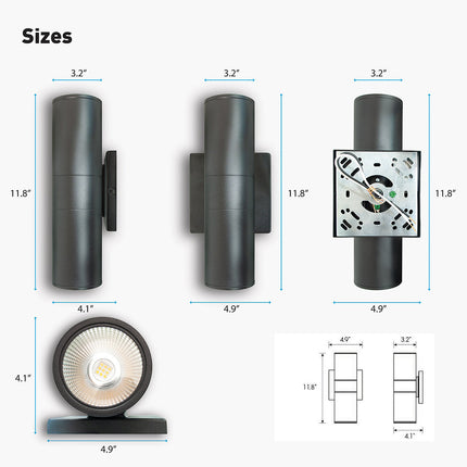 LED Cylinder Light Fixture 20W,1400 Lumens,3000K,Aluminum Housing