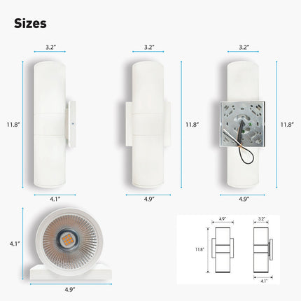 LED Cylinder Light Fixture 20W,1400 Lumens,3000K,Aluminum Housing